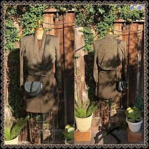 Vintage 80s Brown Cropped Bolero Mini Cardigan Blazer Medium Jacket